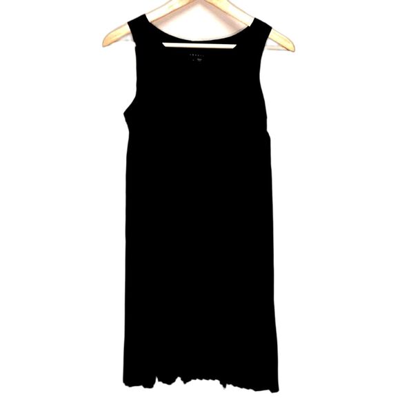 Theory Black Semi-Sheer Pleated Round Neck Sleeveless Swing Dress Size 2 - Picture 3 of 14